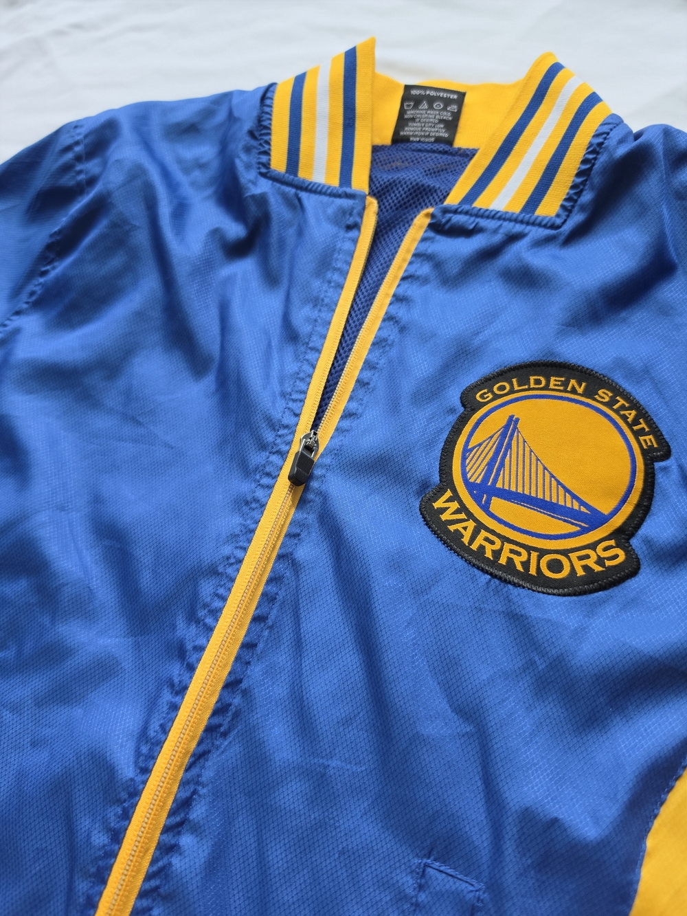 Golden State Warriors NBA Full Zip Jacket Mens Small Blue Yellow